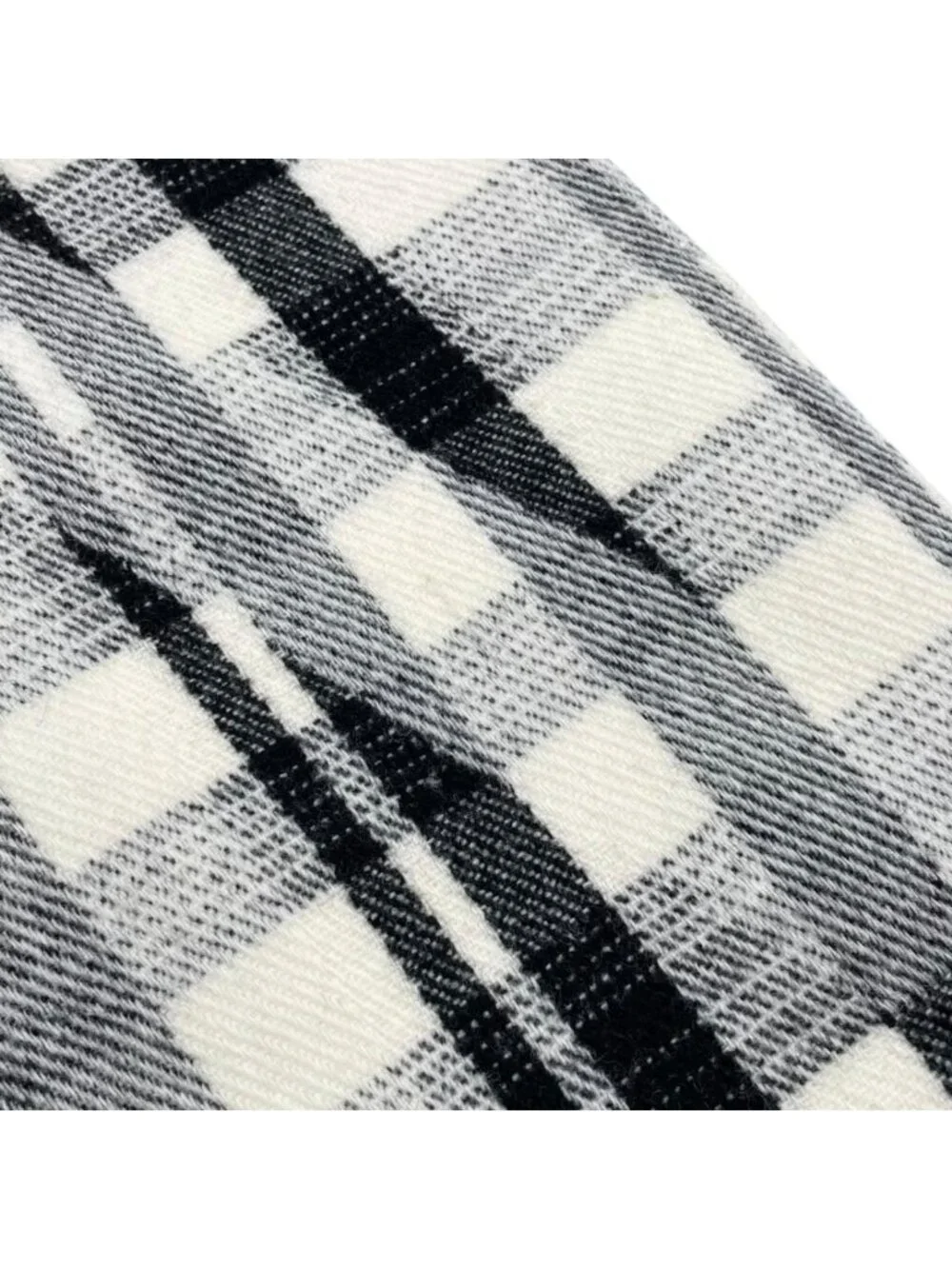 Balenciaga Scarf Tartan Check Logo Wool Black White